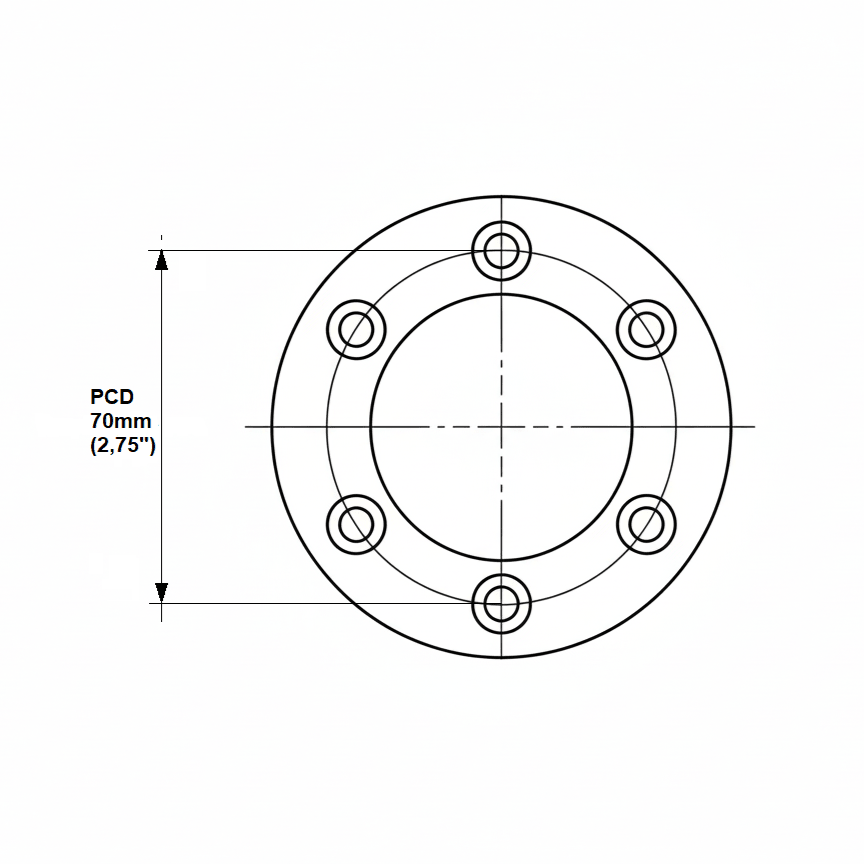 70mm PCD metal adapter plate for Punk Wheels leather Ford steering wheel fitment front view