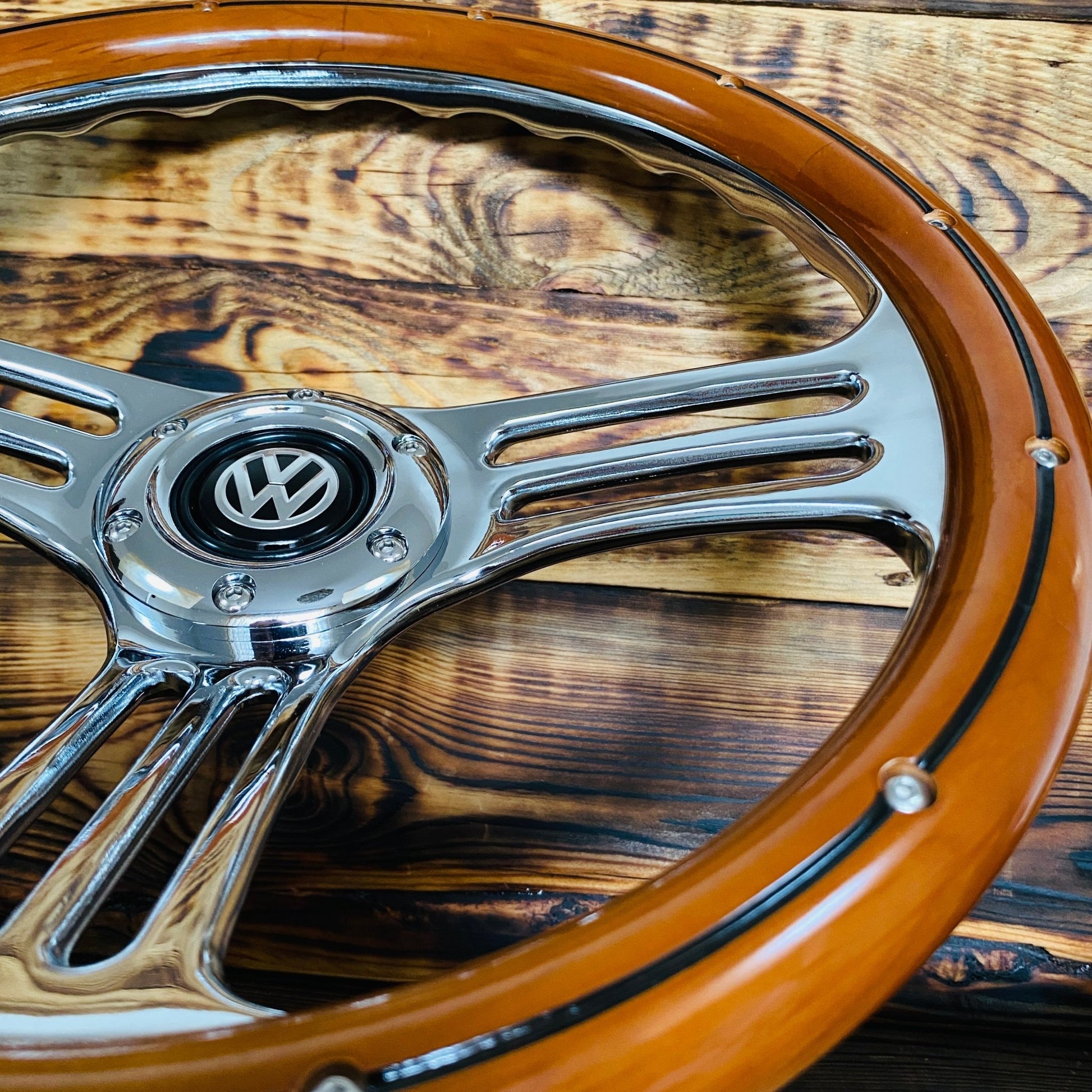 14" Classic Wood Steering Wheel For Classic VW - Punk Wheels