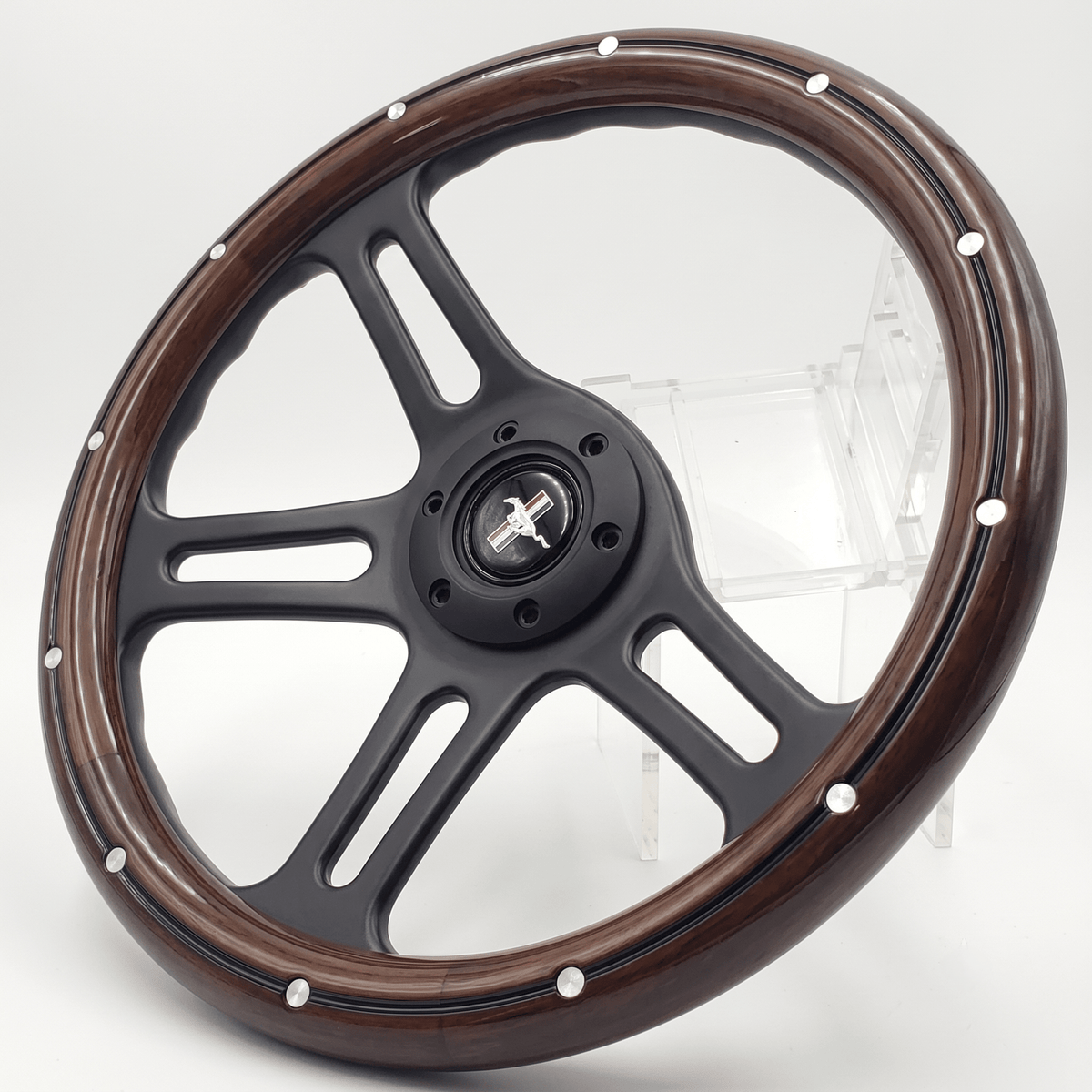 14" Classic Wood Steering Wheel For Ford Mustang - Punk Wheels