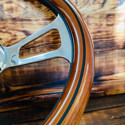 14" Classic Wood Steering Wheel For Ford Mustang - Punk Wheels