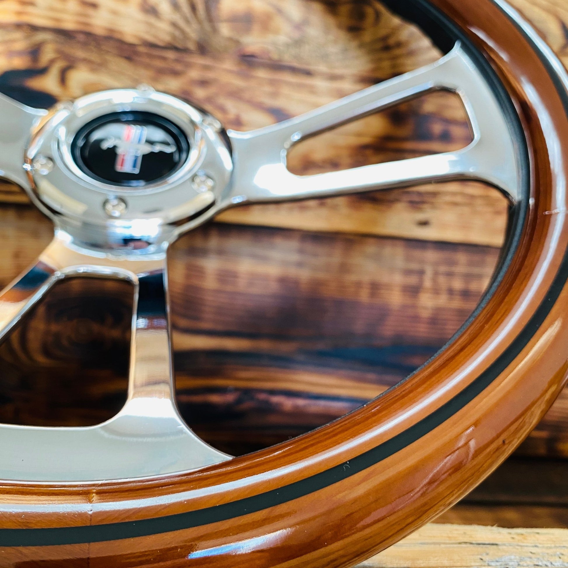 14" Classic Wood Steering Wheel For Ford Mustang - Punk Wheels