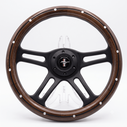 14" Classic Wood Steering Wheel For Ford Mustang - Punk Wheels