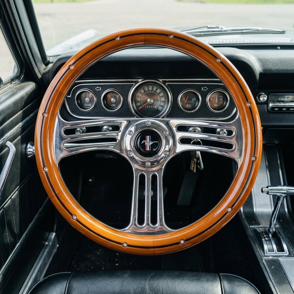 14" Classic Wood Steering Wheel For Ford Mustang - Punk Wheels