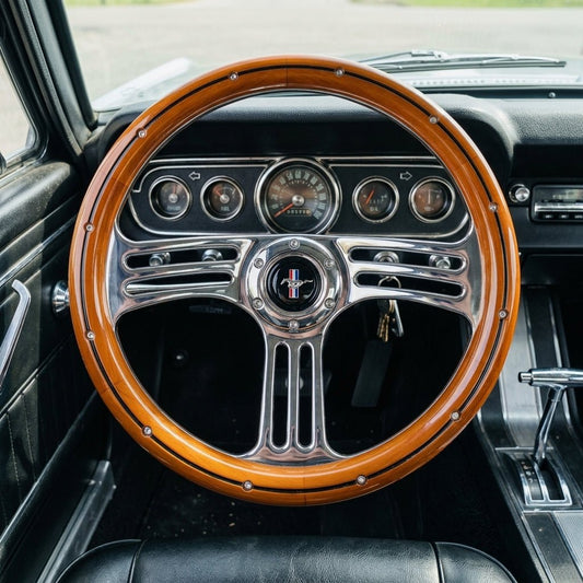 14" Classic Wood Steering Wheel For Ford Mustang - Punk Wheels