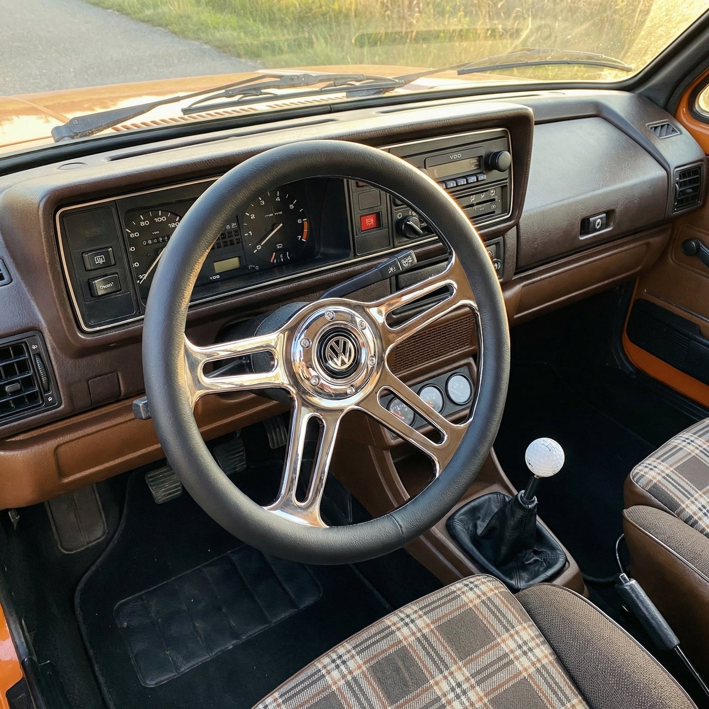 14" Leather Aftermarket Steering Wheel for VW Classic - Punk Wheels