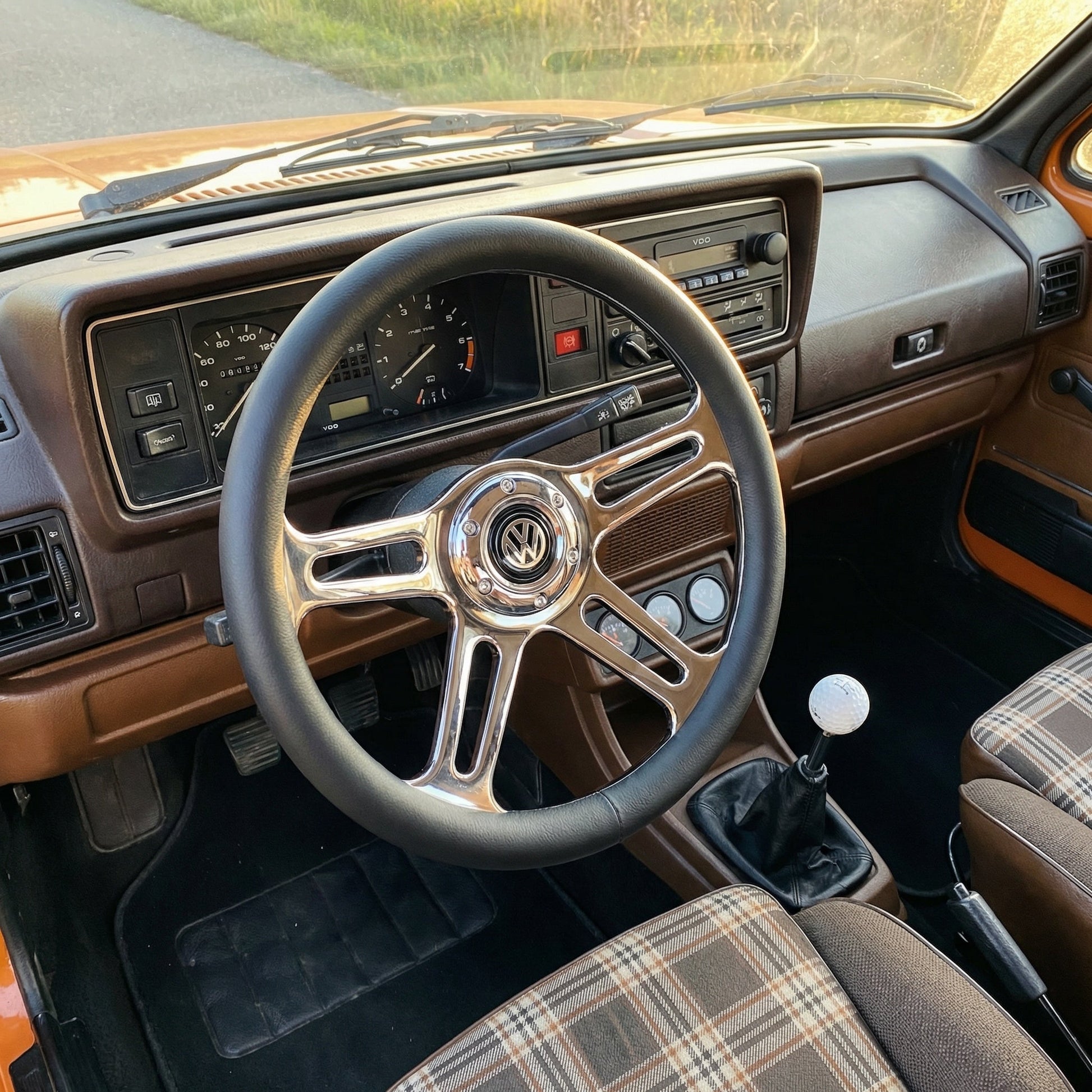 14" Leather Aftermarket Steering Wheel for VW Classic - Punk Wheels