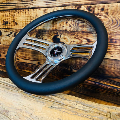 14" Leather Custom Steering Wheel for Ford Mustang - Punk Wheels