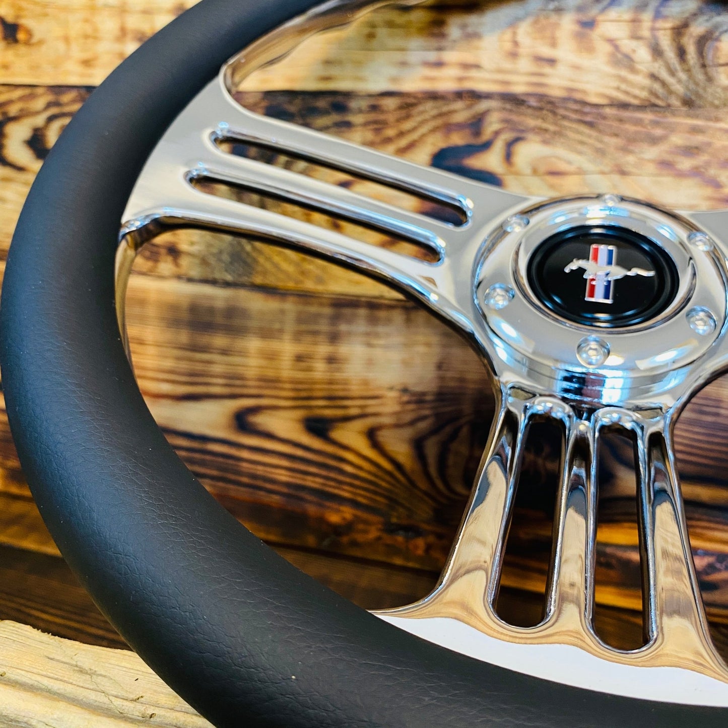 14" Leather Custom Steering Wheel for Ford Mustang - Punk Wheels