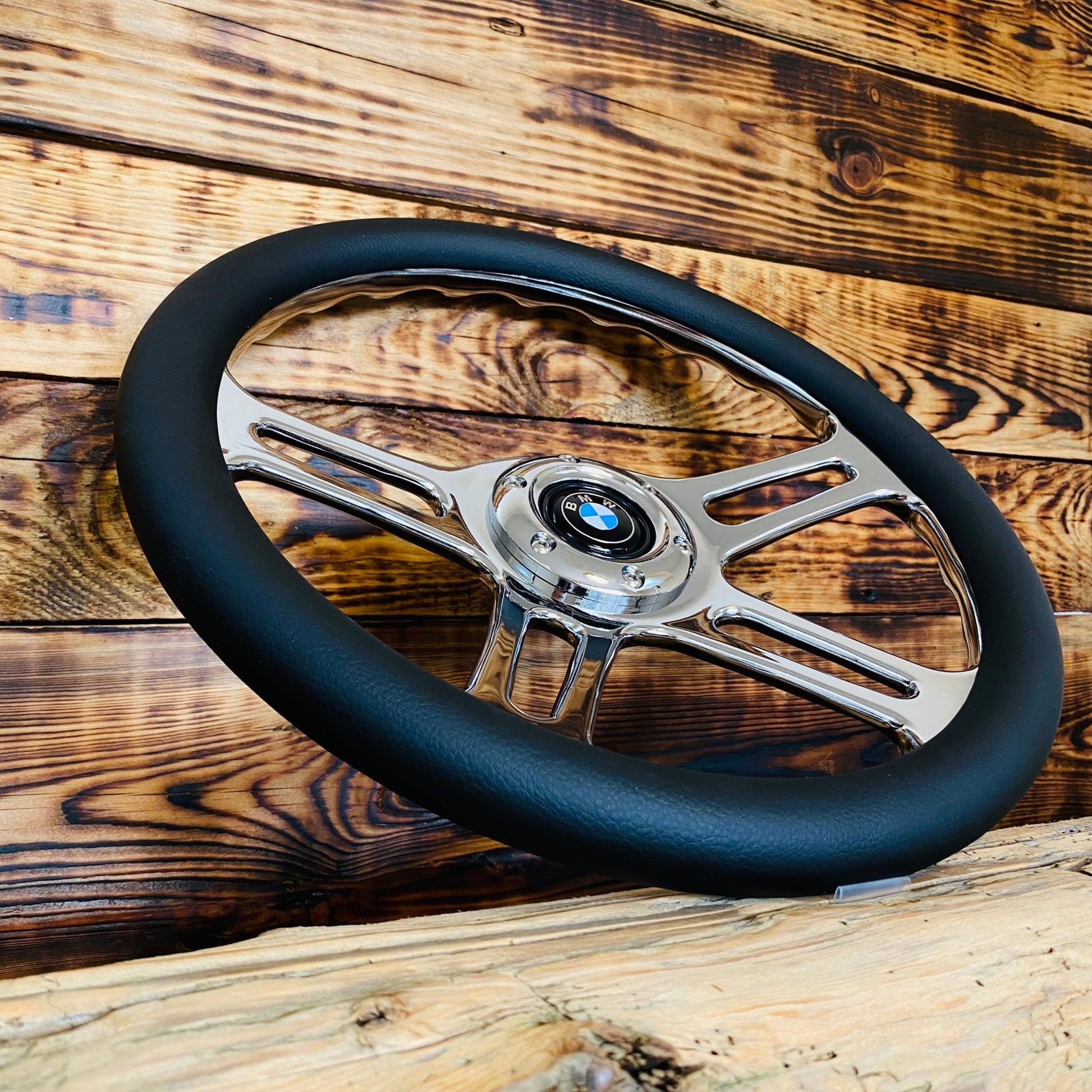 14" Leather Steering Wheel For BMW Classic Fit - Punk Wheels