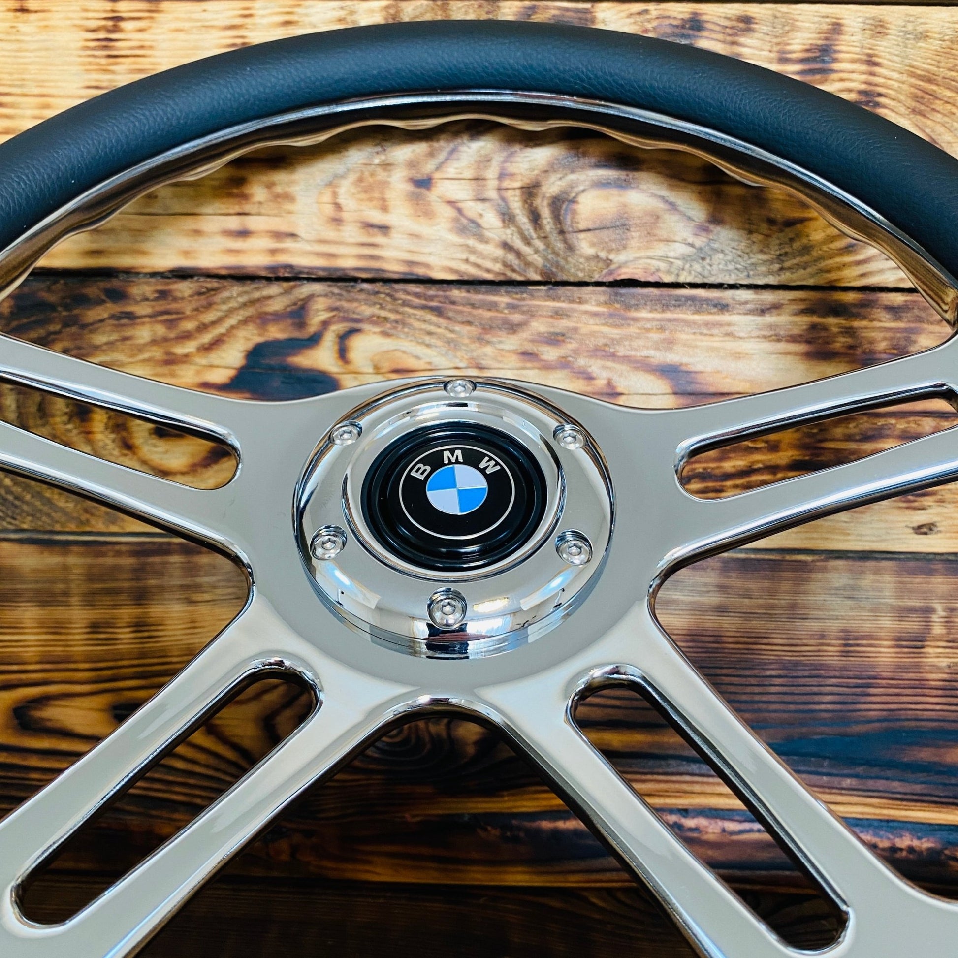 14" Leather Steering Wheel For BMW Classic Fit - Punk Wheels