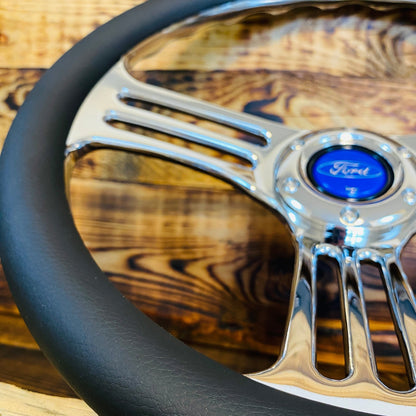 14" Leather Steering Wheel For Ford - Punk Wheels