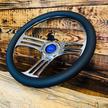 14" Leather Steering Wheel For Ford - Punk Wheels