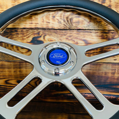 14" Leather Steering Wheel For Ford - Punk Wheels