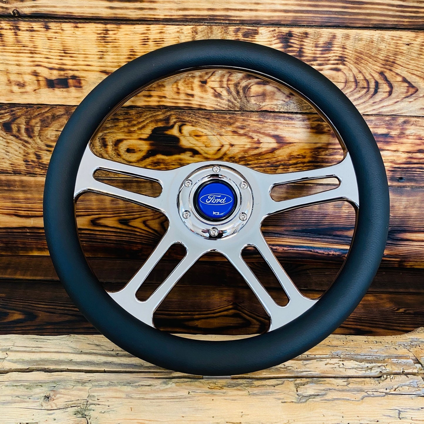 14" Leather Steering Wheel For Ford - Punk Wheels
