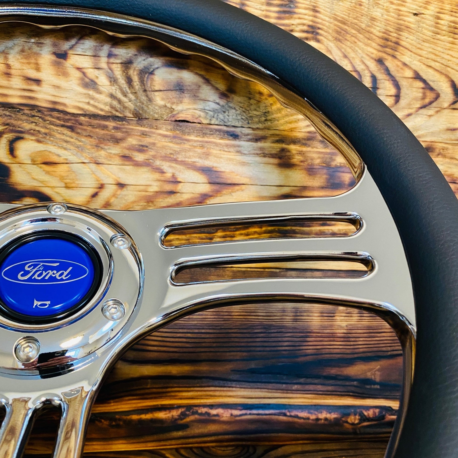 14" Leather Steering Wheel For Ford - Punk Wheels