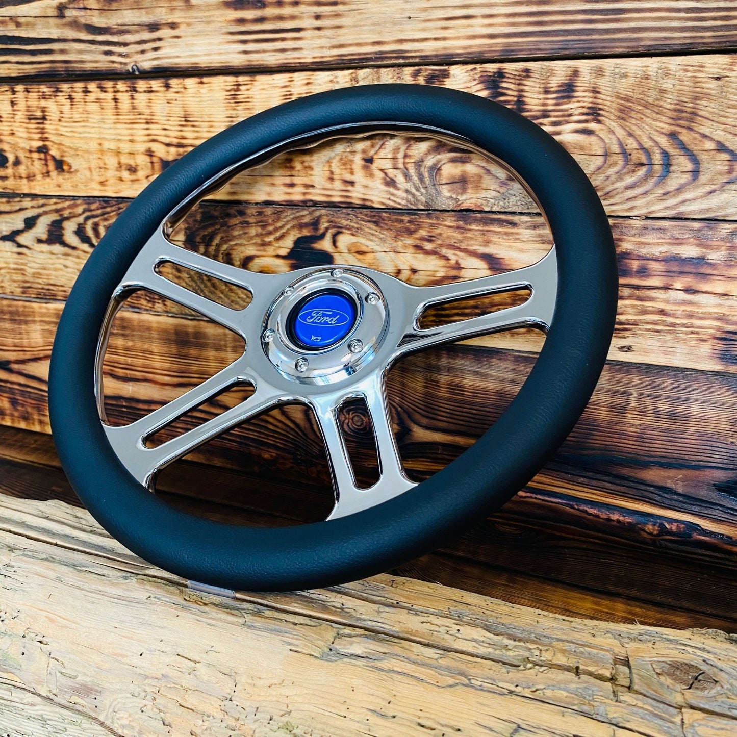 14" Leather Steering Wheel For Ford - Punk Wheels
