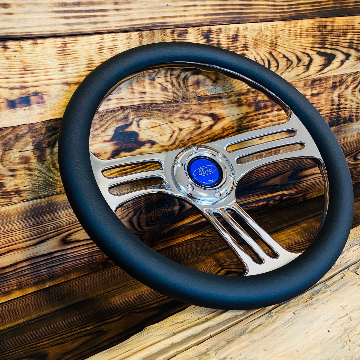 14" Leather Steering Wheel For Ford - Punk Wheels