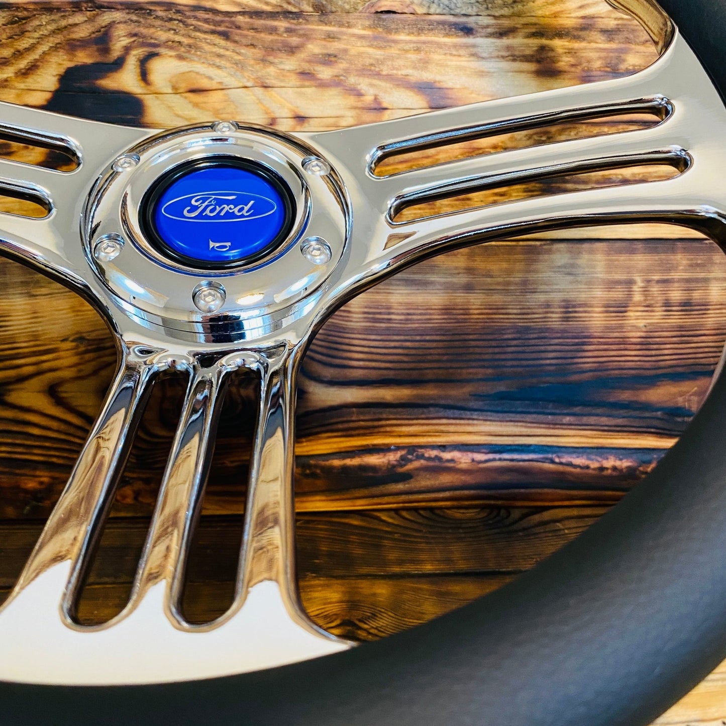 14" Leather Steering Wheel For Ford - Punk Wheels