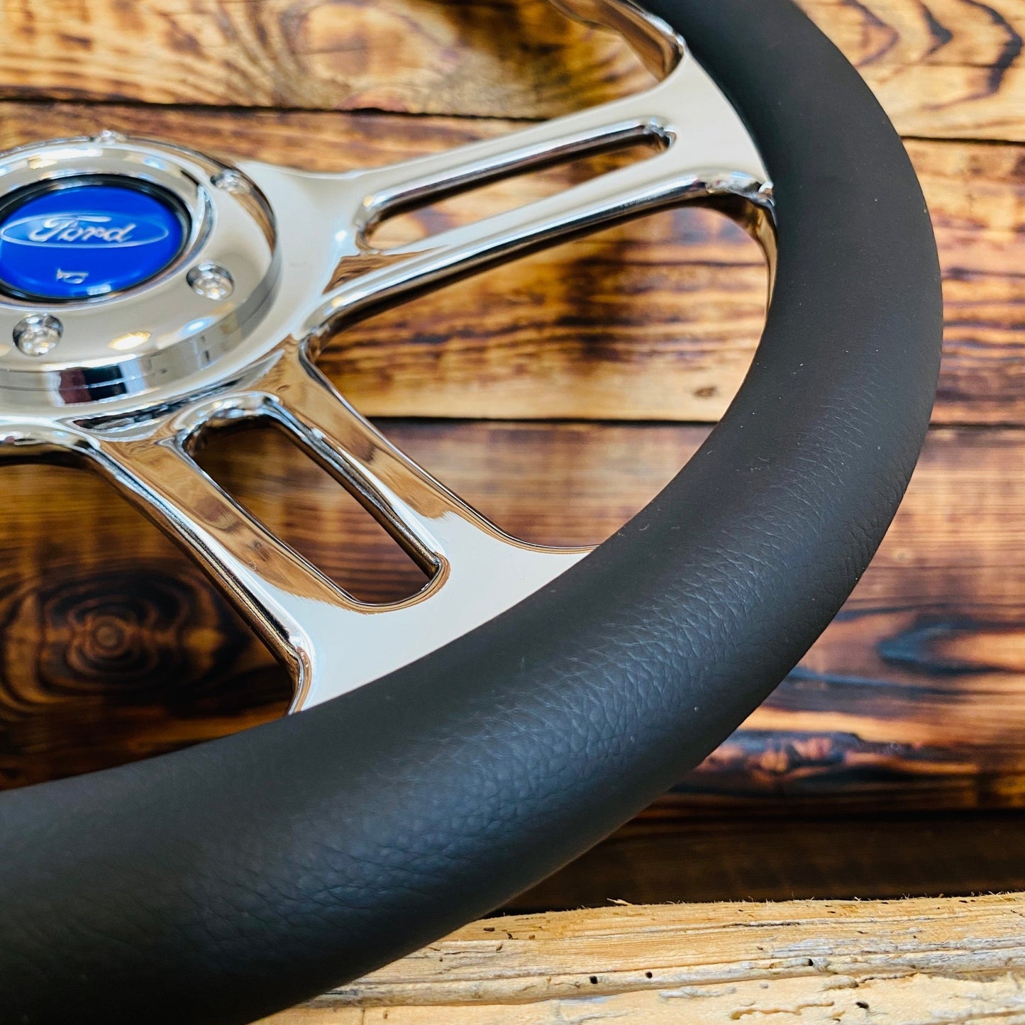 14" Leather Steering Wheel For Ford - Punk Wheels