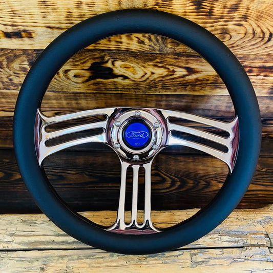 14" Leather Steering Wheel For Ford - Punk Wheels