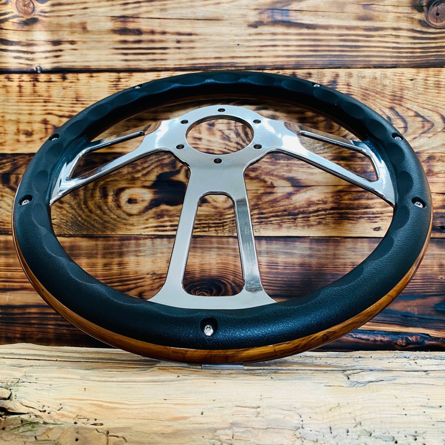 14" Real Wood Steering Wheel With Mercedes - Benz Horn Button - Punk Wheels