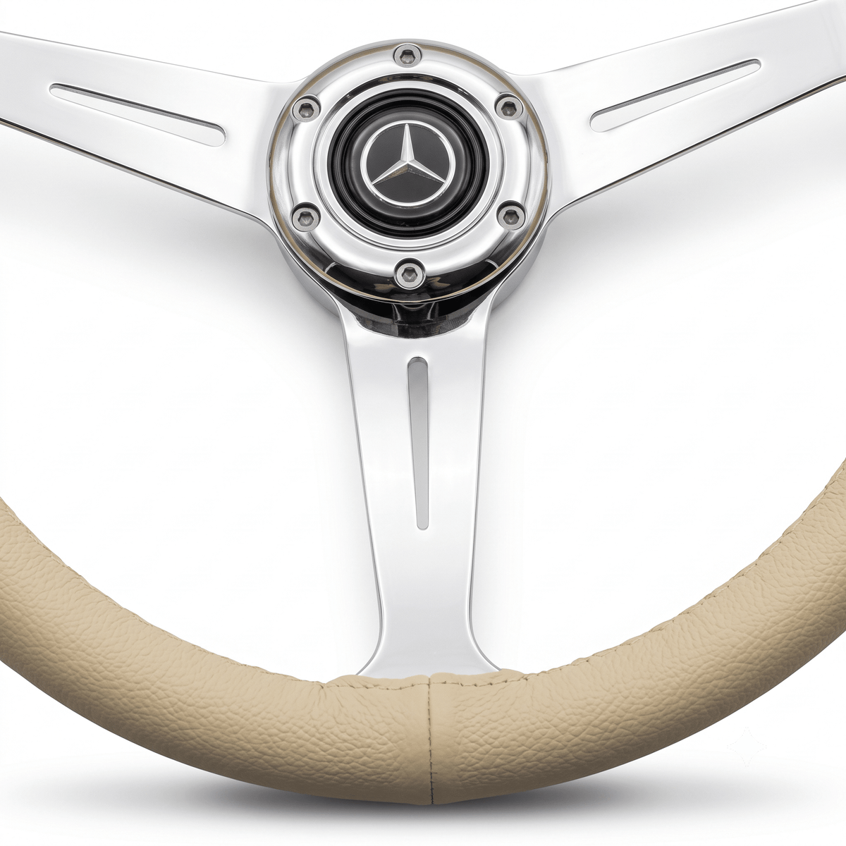 14" White Leather Steering Wheel For Mercedes-Benz - Punk Wheels