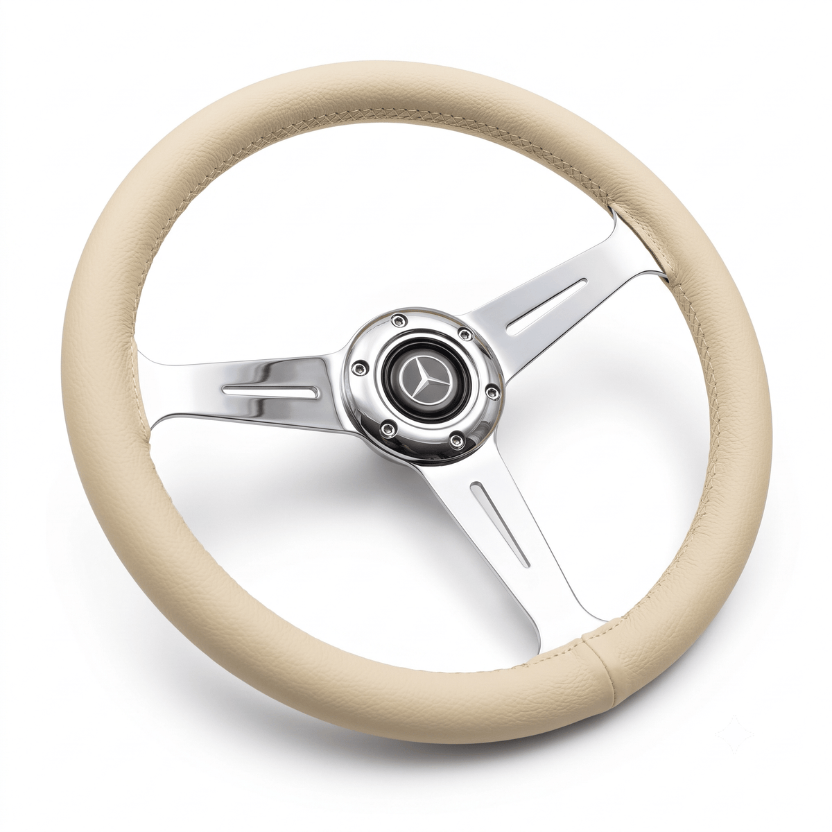 14" White Leather Steering Wheel For Mercedes-Benz - Punk Wheels