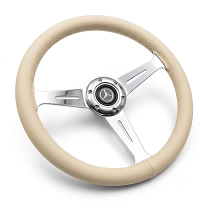 14" White Leather Steering Wheel For Mercedes-Benz - Punk Wheels