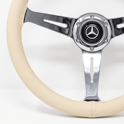 14" White Leather Steering Wheel For Mercedes-Benz - Punk Wheels