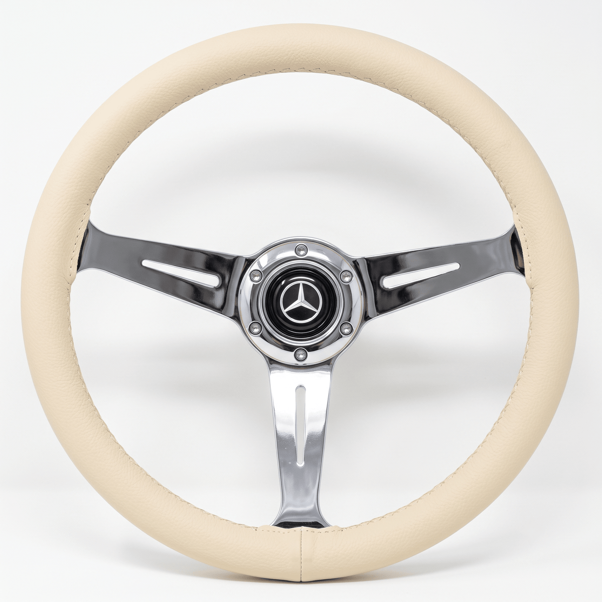 14" White Leather Steering Wheel For Mercedes-Benz - Punk Wheels