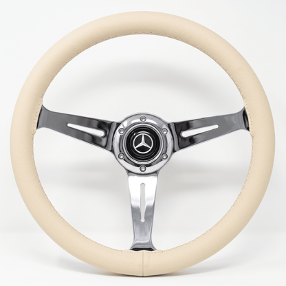 14" White Leather Steering Wheel For Mercedes-Benz - Punk Wheels