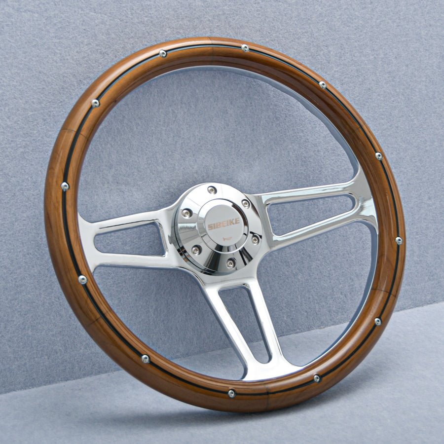 パーツ ALL WOOD Steering Wheel 14inch JDM Wood Steering Wheel Unversal Karting Sport Wooden