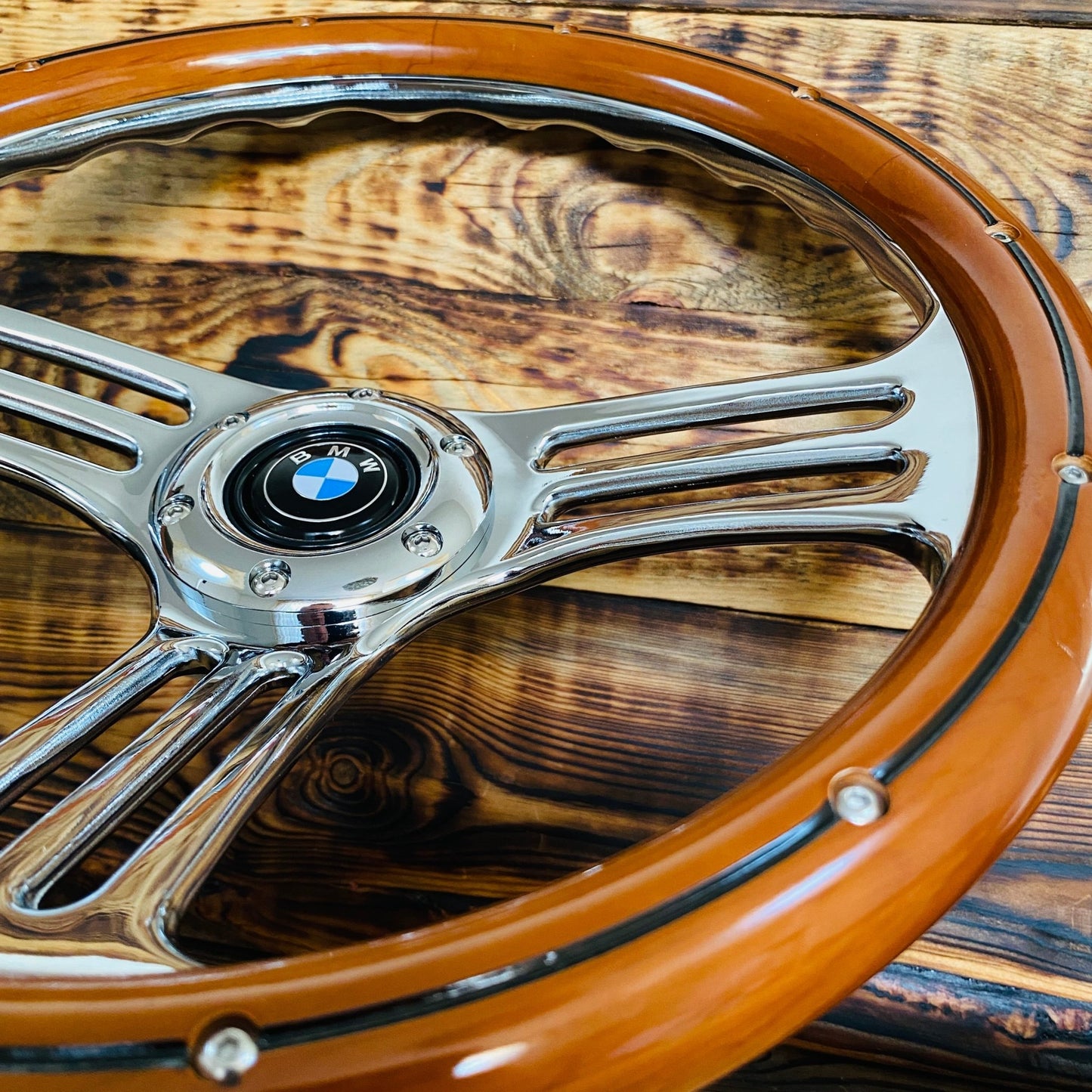 14" Wood Steering Wheel For Classic BMW - Punk Wheels