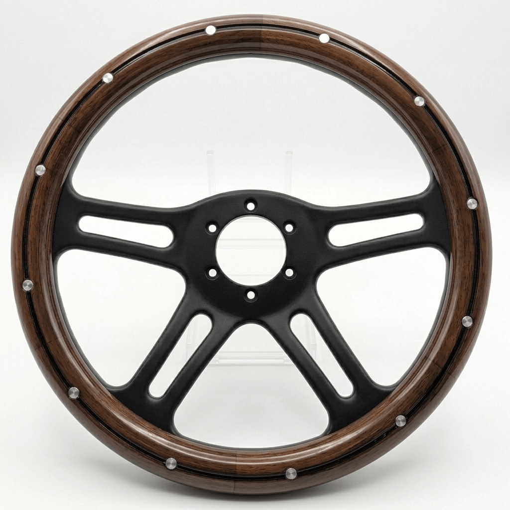 14" Wood Steering Wheel With Rivets For Mercedes-Benz - Punk Wheels