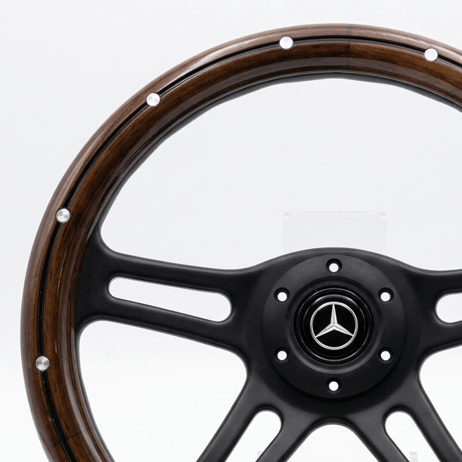 14" Wood Steering Wheel With Rivets For Mercedes-Benz - Punk Wheels
