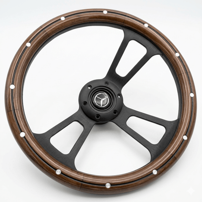 14" Wood Steering Wheel With Rivets For Mercedes - Benz - Punk Wheels