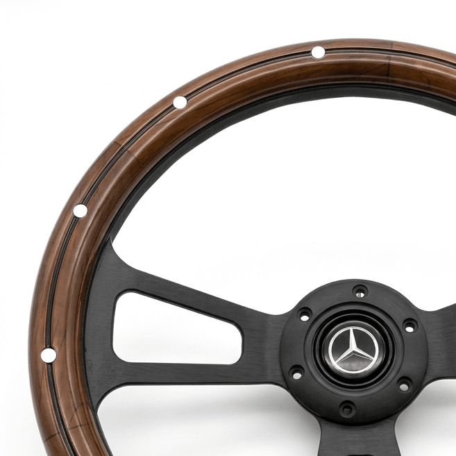 14" Wood Steering Wheel With Rivets For Mercedes - Benz - Punk Wheels