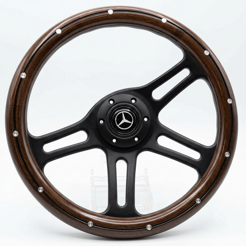 14" Wood Steering Wheel With Rivets For Mercedes-Benz - Punk Wheels