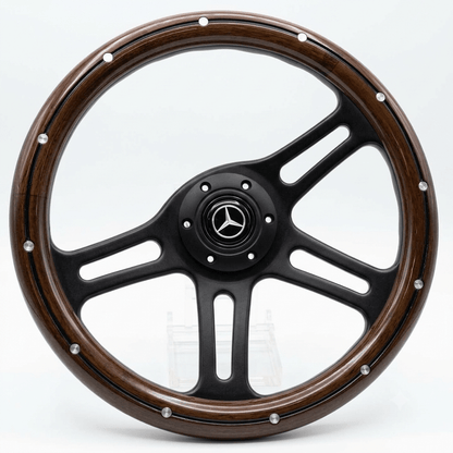 14" Wood Steering Wheel With Rivets For Mercedes-Benz - Punk Wheels