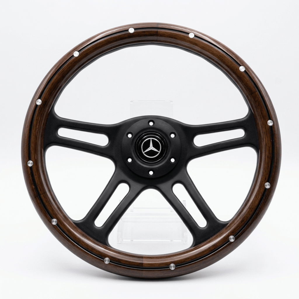 14" Wood Steering Wheel With Rivets For Mercedes-Benz - Punk Wheels