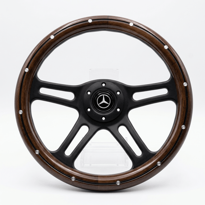 14" Wood Steering Wheel With Rivets For Mercedes-Benz - Punk Wheels