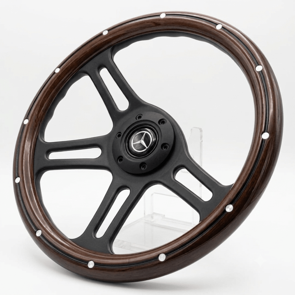 14" Wood Steering Wheel With Rivets For Mercedes-Benz - Punk Wheels