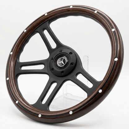 14" Wood Steering Wheel With Rivets For Mercedes-Benz - Punk Wheels