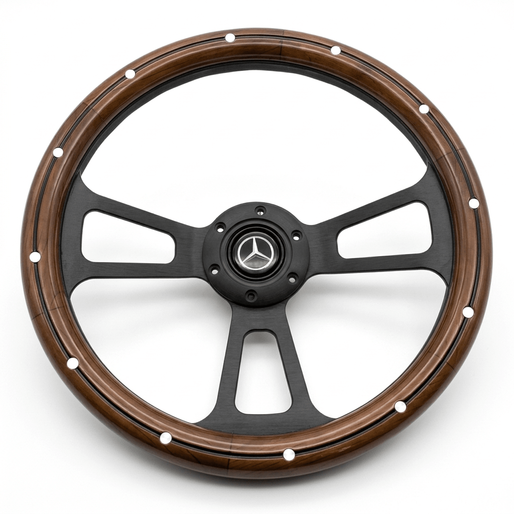14" Wood Steering Wheel With Rivets For Mercedes - Benz - Punk Wheels