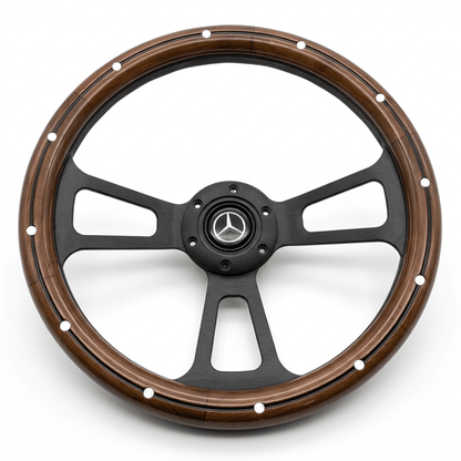 14" Wood Steering Wheel With Rivets For Mercedes - Benz - Punk Wheels