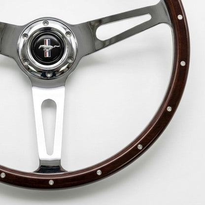15" Classic Wood Steering Wheel For Ford Mustang - Punk Wheels