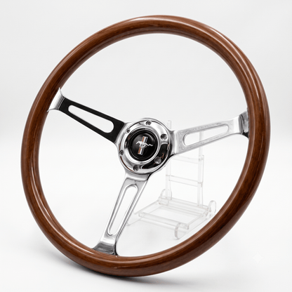 15" Classic Wood Steering Wheel For Ford Mustang - Punk Wheels