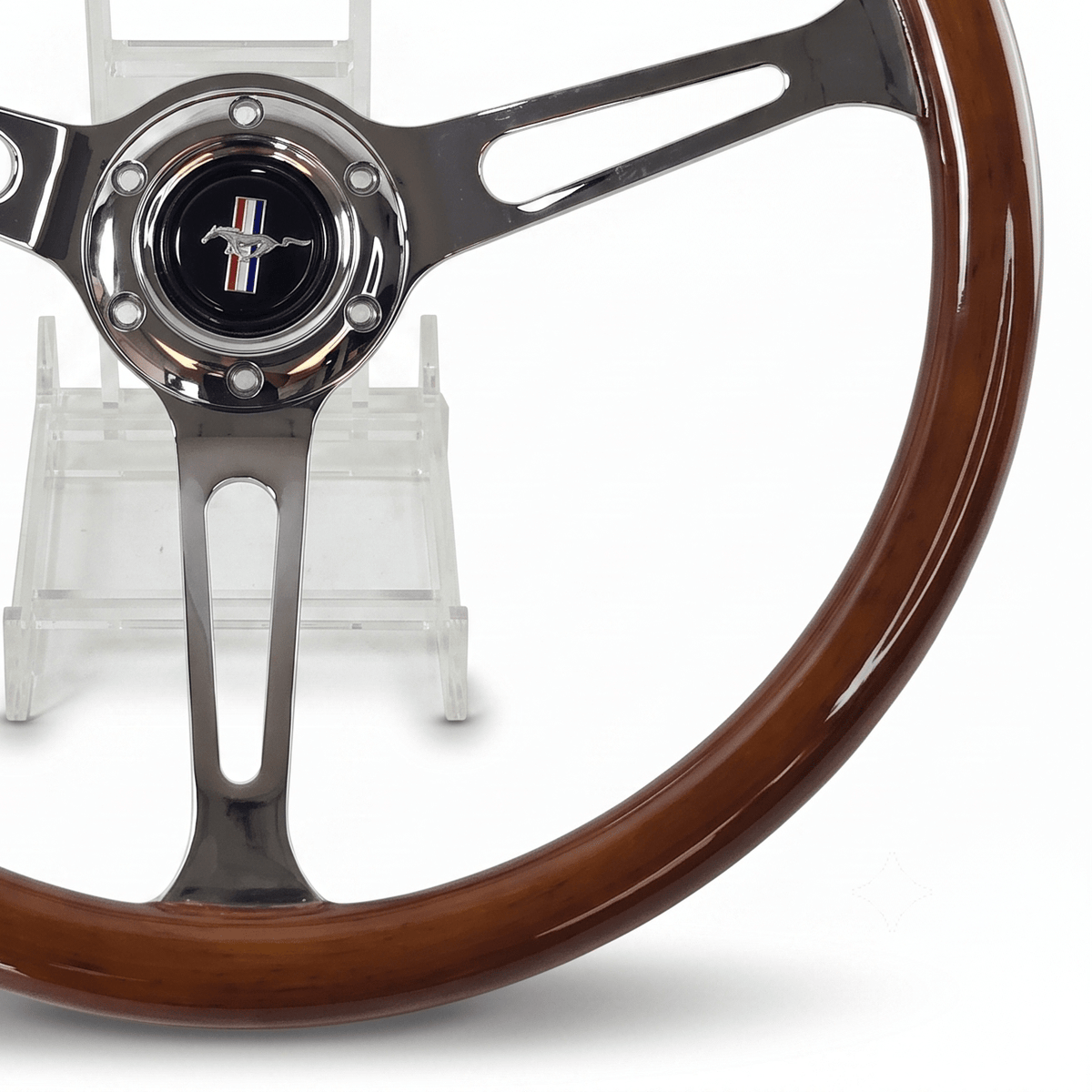 15" Classic Wood Steering Wheel For Ford Mustang - Punk Wheels