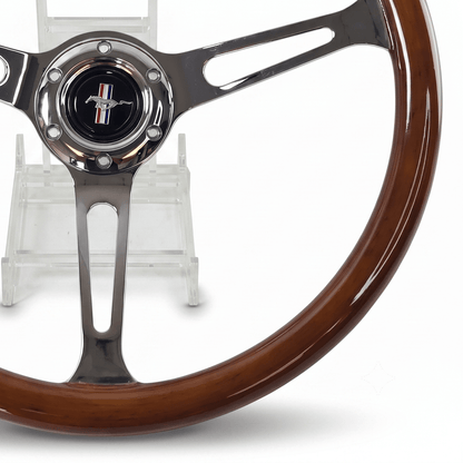 15" Classic Wood Steering Wheel For Ford Mustang - Punk Wheels