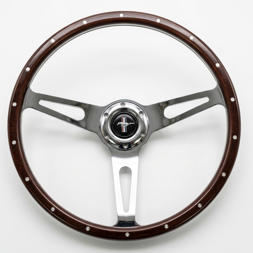 15" Classic Wood Steering Wheel For Ford Mustang - Punk Wheels